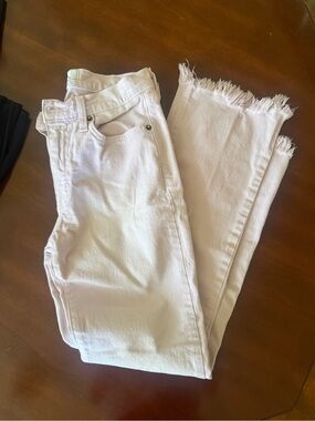 Women’s Frayed-Hem light pink Jeans